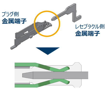 両側金属・2点挟み込みの接点構造